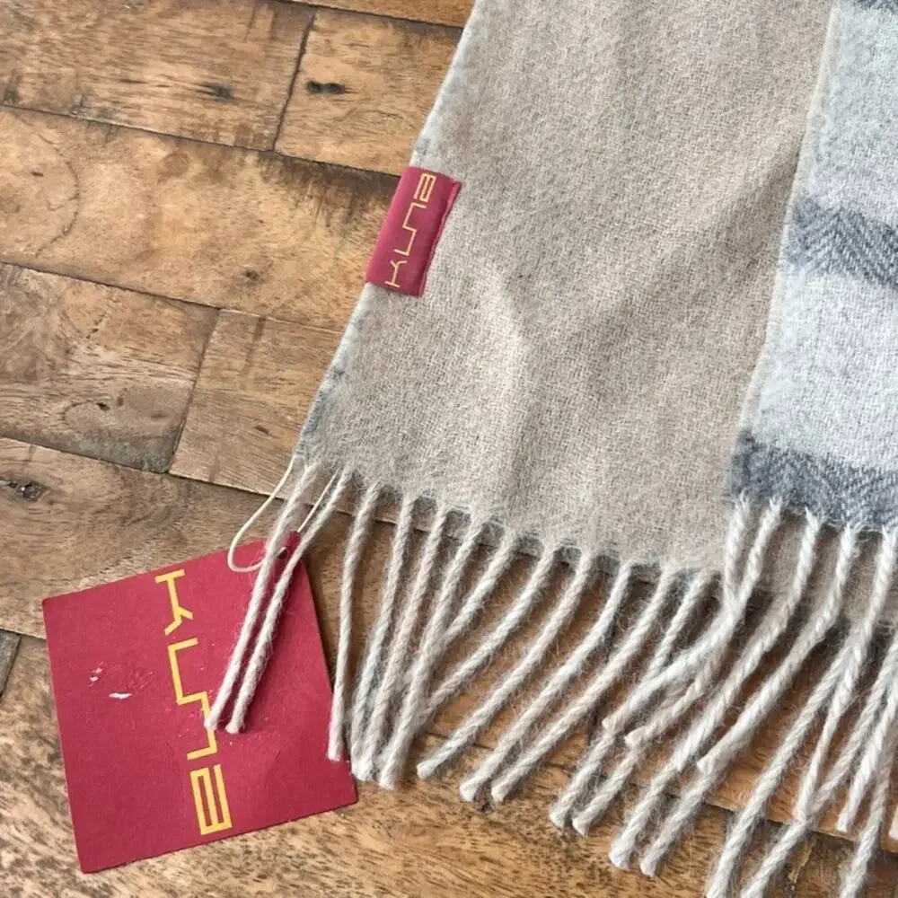 KUNA 100% Baby Alpaca Striped Fringed Scarf Made in Peru NWT